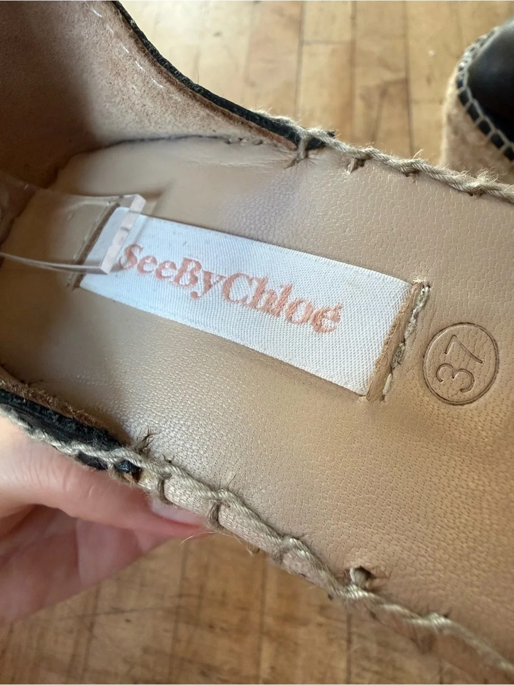 SEE BY CHLOE Platform Espadrille Wedge Heels Glyn Open Toe Leather Ankle Strap